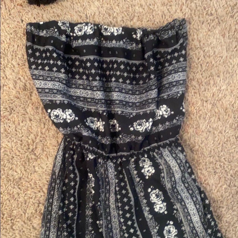 Strapless jumpsuit rose and Aztec design